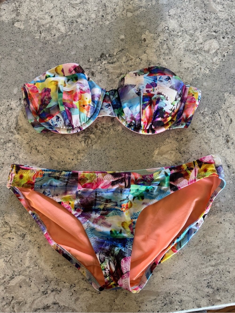 NWOT Watercolor Print Strapless Bikini Set